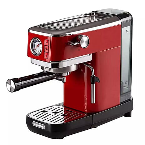 LOWEST EVER PRICE - Ariete Moderna Coffee Machine Slim with Pressure Gauge 1300W Red