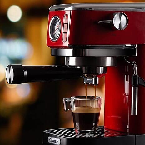 LOWEST EVER PRICE - Ariete Moderna Coffee Machine Slim with Pressure Gauge 1300W Red