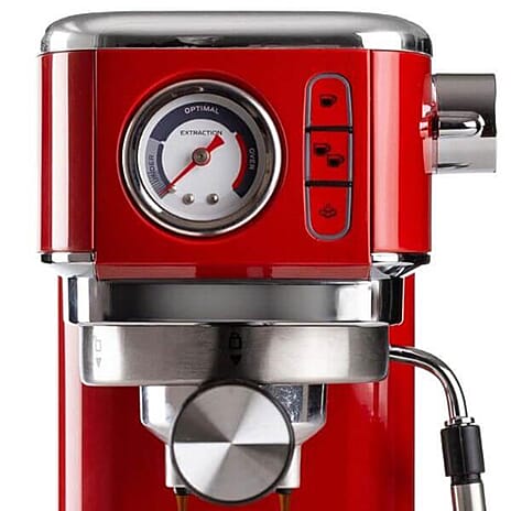 LOWEST EVER PRICE - Ariete Moderna Coffee Machine Slim with Pressure Gauge 1300W Red