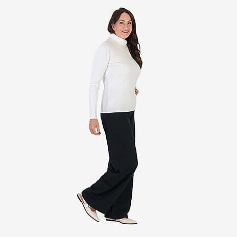 BLACK FRIDAY MEGA LAUNCH - Anamor Cable Knit Splitneck Jumper With Gold Button Sleeve (Size S) - Ivory