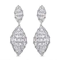 Boutique Collection - Austrian White Crystal Dangling Earrings in White Gold Plated