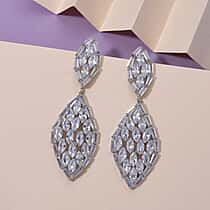 Boutique Collection - Austrian White Crystal Dangling Earrings in White Gold Plated