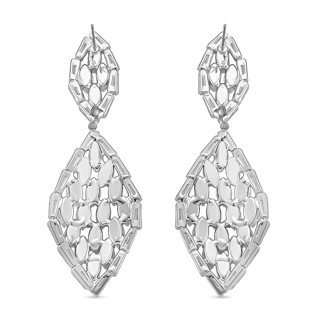 Boutique Collection - Austrian White Crystal Dangling Earrings in White Gold Plated