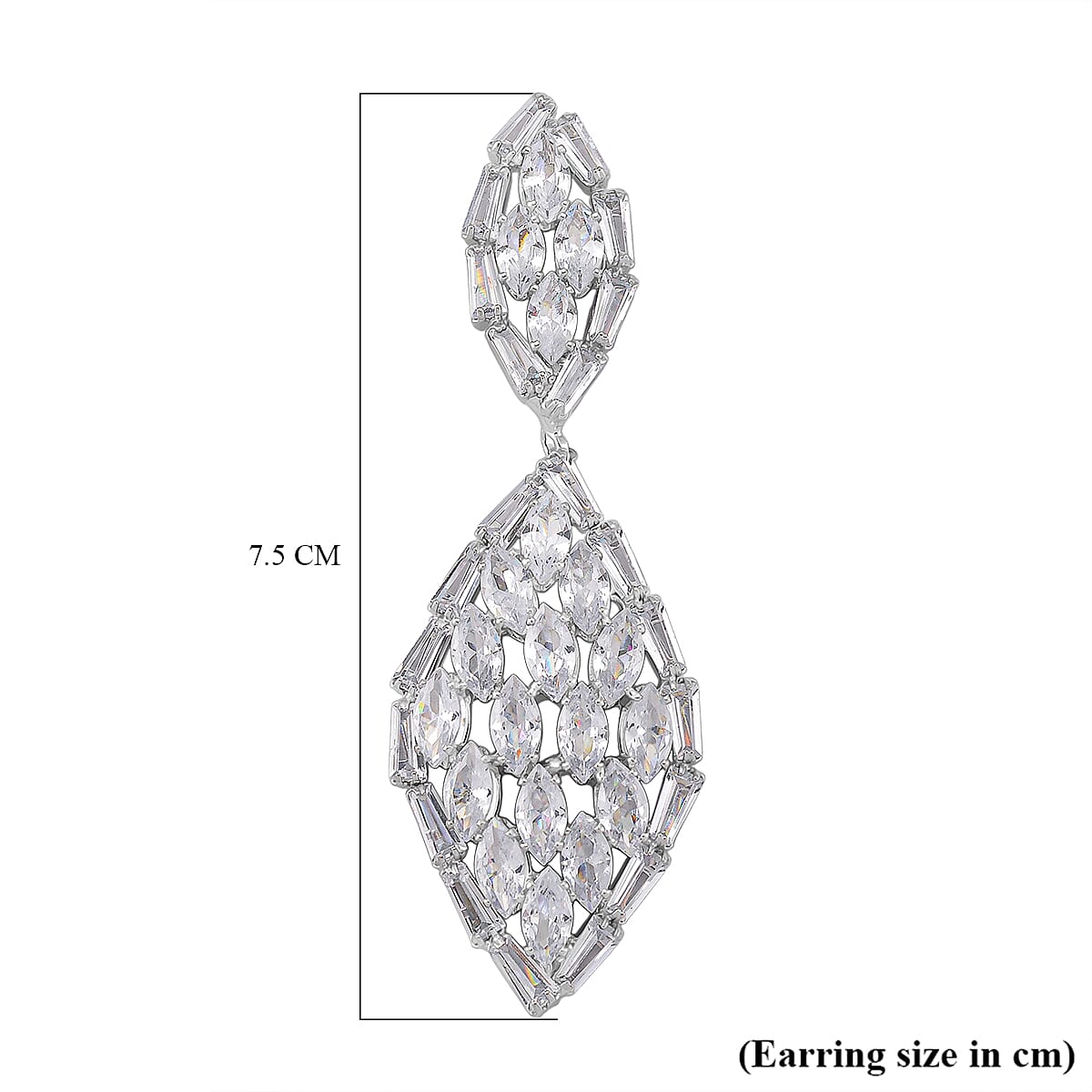 Boutique Collection - Austrian White Crystal Dangling Earrings in White Gold Plated