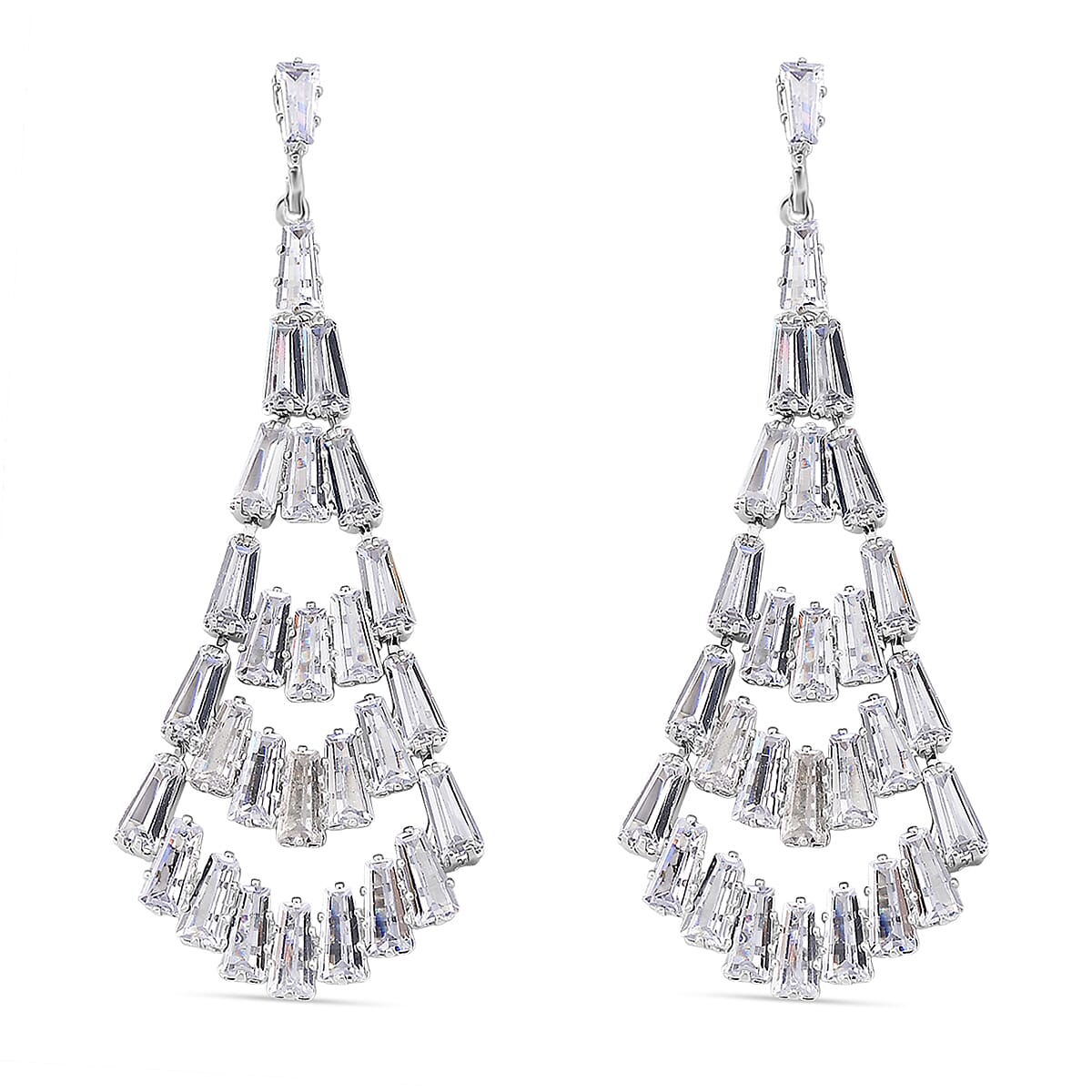 Boutique Collection - Austrian White Crystal Dangling Earrings in White Gold Plated
