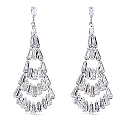 Boutique Collection - Austrian White Crystal Dangling Earrings in White Gold Plated