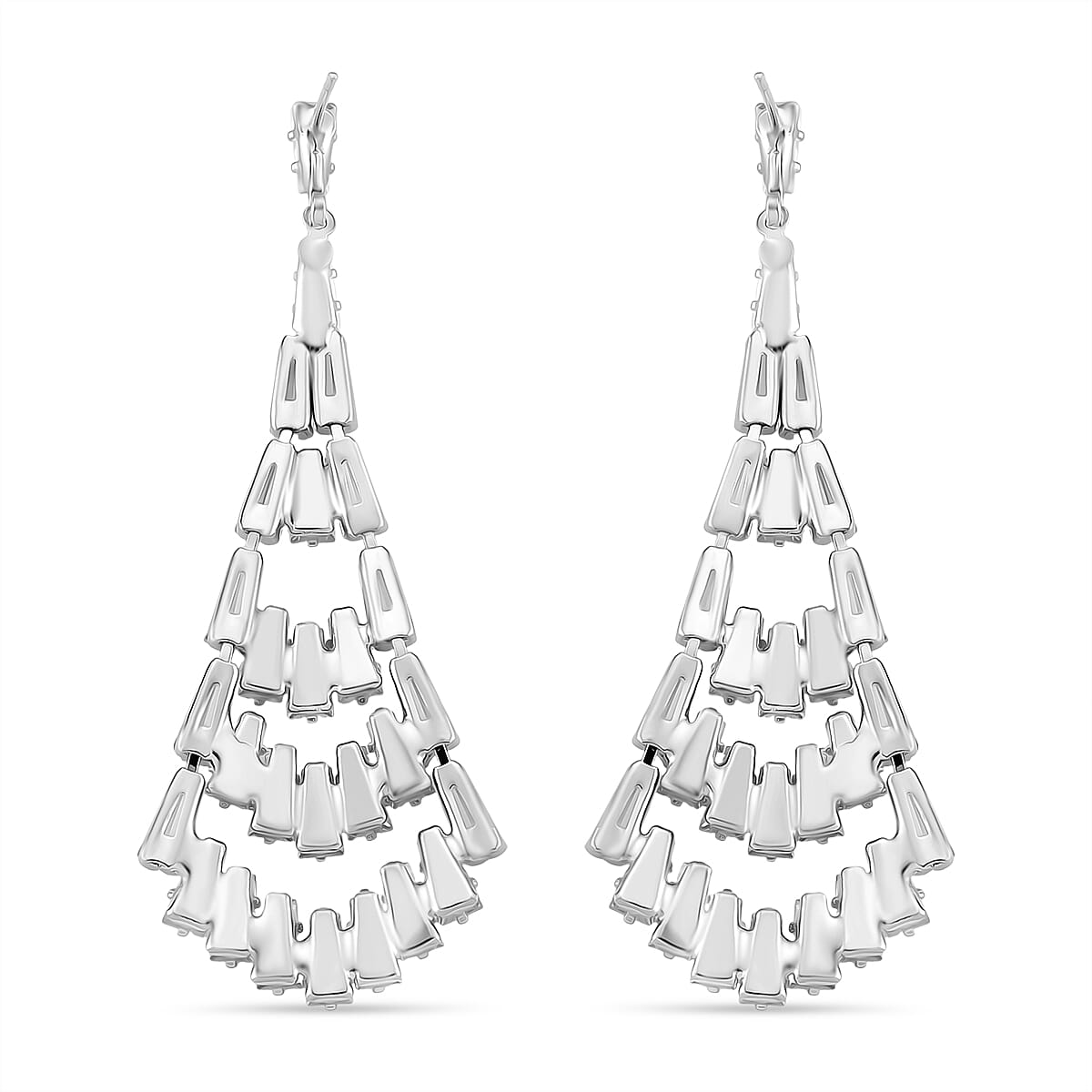 Boutique Collection - Austrian White Crystal Dangling Earrings in White Gold Plated