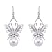 White Cubic Zirconia & White Shell Pearl Dangling Earring with Hook in Silver Plated