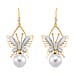 White Cubic Zirconia & White Shell Pearl Dangling Earring with Hook in Silver Plated