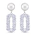 White Cubic Zirconia & White Shell Pearl Dangling Earring with Push Back in Yellow Gold Plated 8.01 Ct.