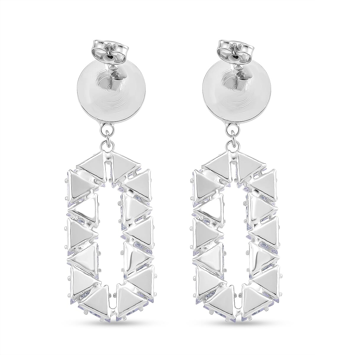 White Cubic Zirconia & White Shell Pearl Dangling Earring with Push Back in Silver Plated 8.01 Ct.