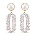 White Cubic Zirconia & White Shell Pearl Dangling Earring with Push Back in Yellow Gold Plated 8.01 Ct.