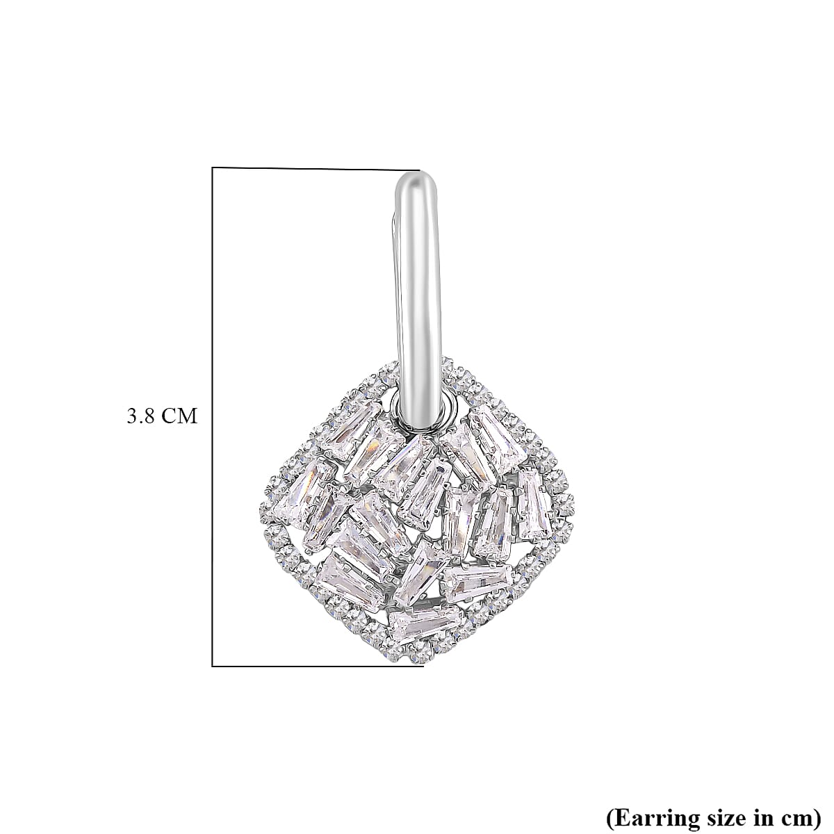 White Cubic Zirconia Dangling Earring Cum Pendant with Clasp in White Gold Plated 6.00 Ct.