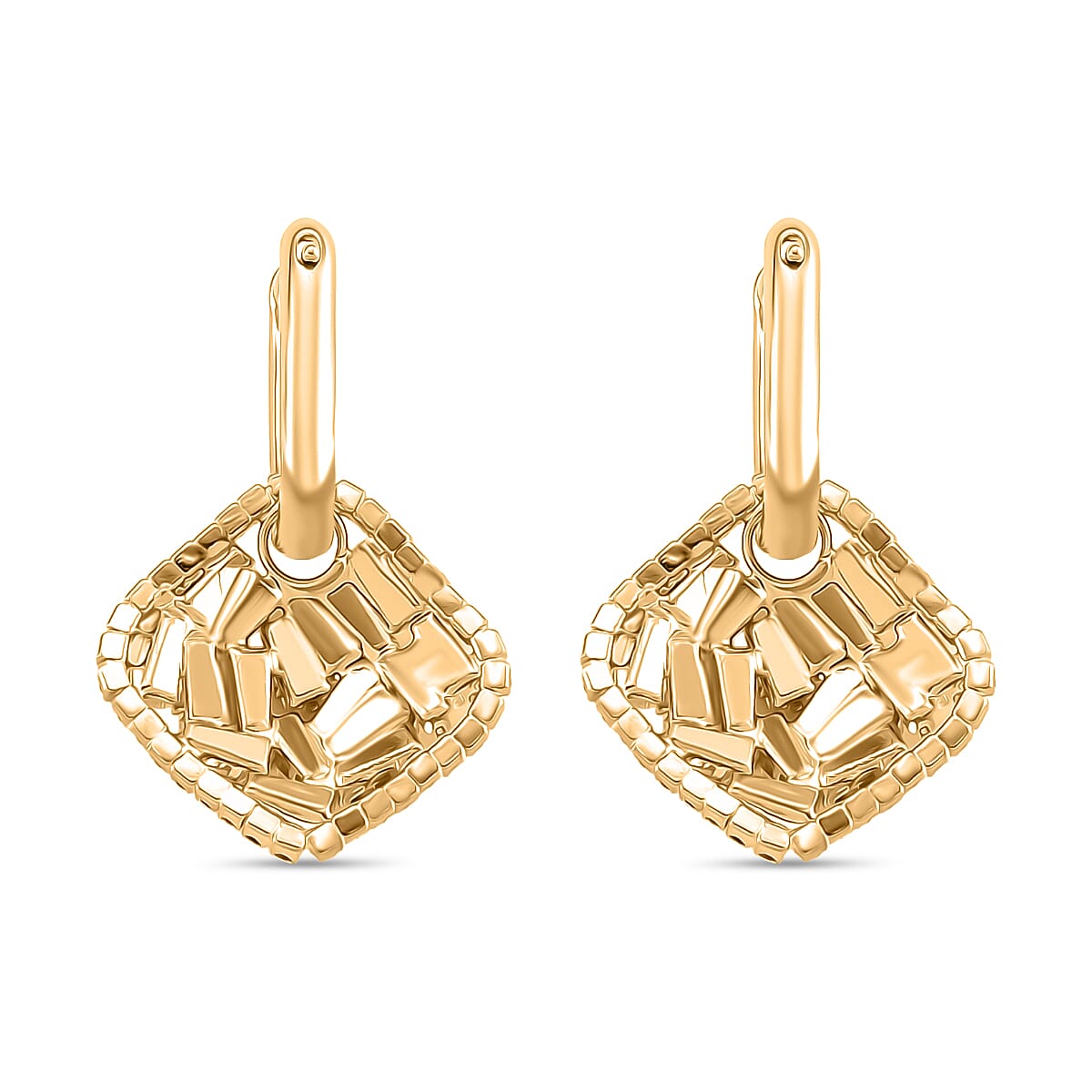 White Cubic Zirconia Dangling Earring Cum Pendent with Clasp in Yellow Gold Plated 6.00 Ct.