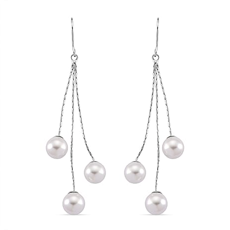 White Shell Pearl Dangling Earring with Pin Post