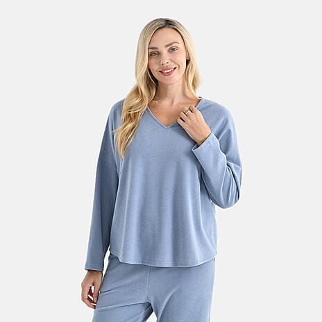 - Maisi V-Neck Casual Top (Size M) - Blue