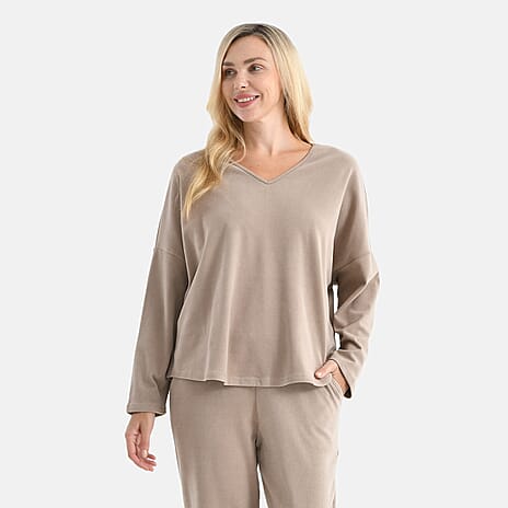 - Maisi V-Neck Casual Top (Size XL) - Brown