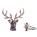Set Of 2 - Amethyst Reindeer Christmas Decor & Amber Deer Head Necklace (Size 28 Adjustable) - Purple