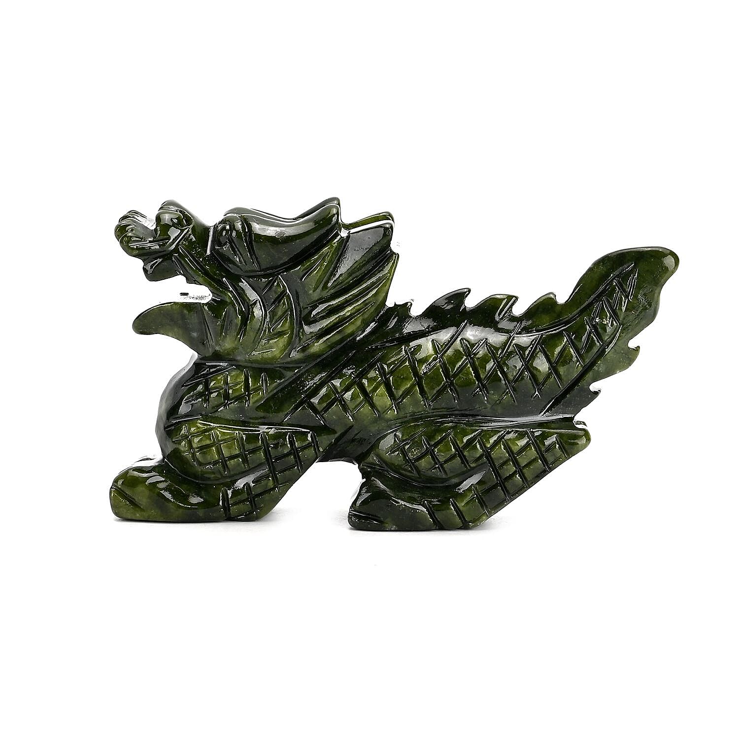 Limited Edition Handcrafted Serpentine Dragon Figurine Symbolizes Power, Strength, and Protection - Green
