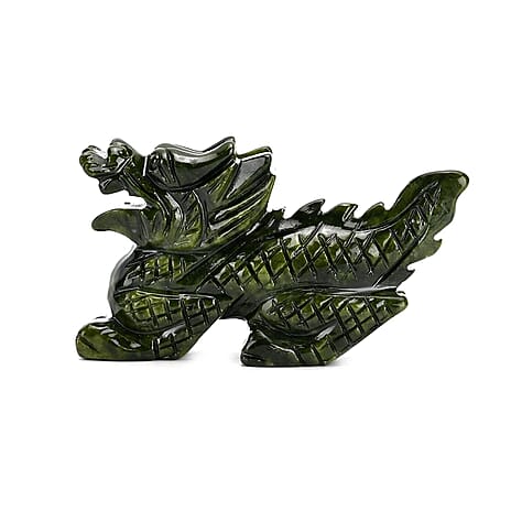 Limited Edition Handcrafted Serpentine Dragon Figurine Symbolizes Power, Strength, and Protection - Green