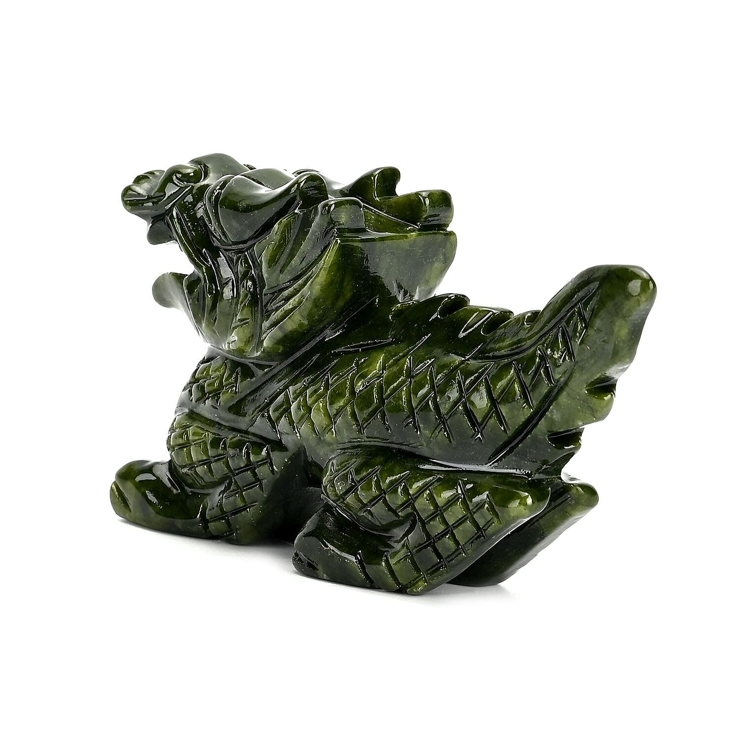 Limited Edition Handcrafted Serpentine Dragon Figurine Symbolizes Power, Strength, and Protection - Green