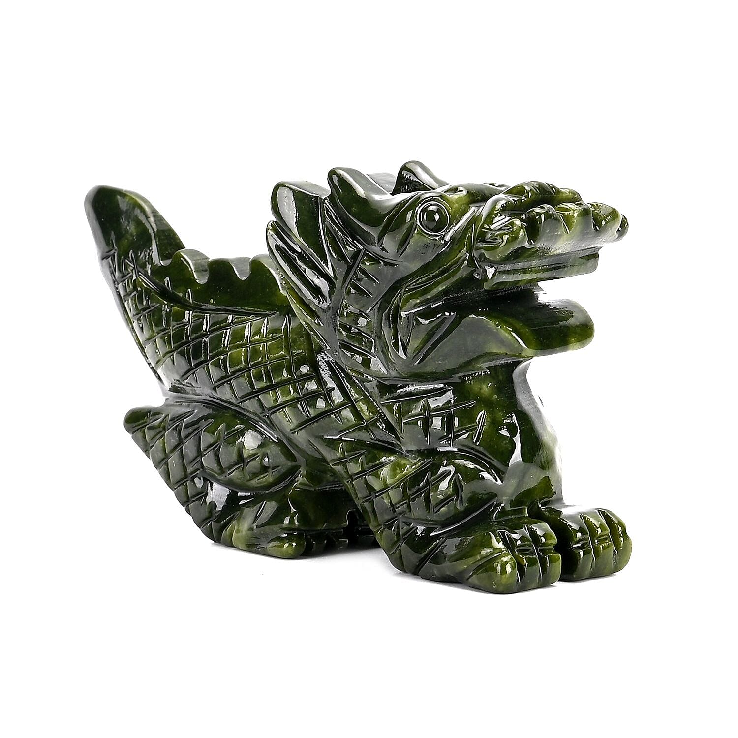 Limited Edition Handcrafted Serpentine Dragon Figurine Symbolizes Power, Strength, and Protection - Green