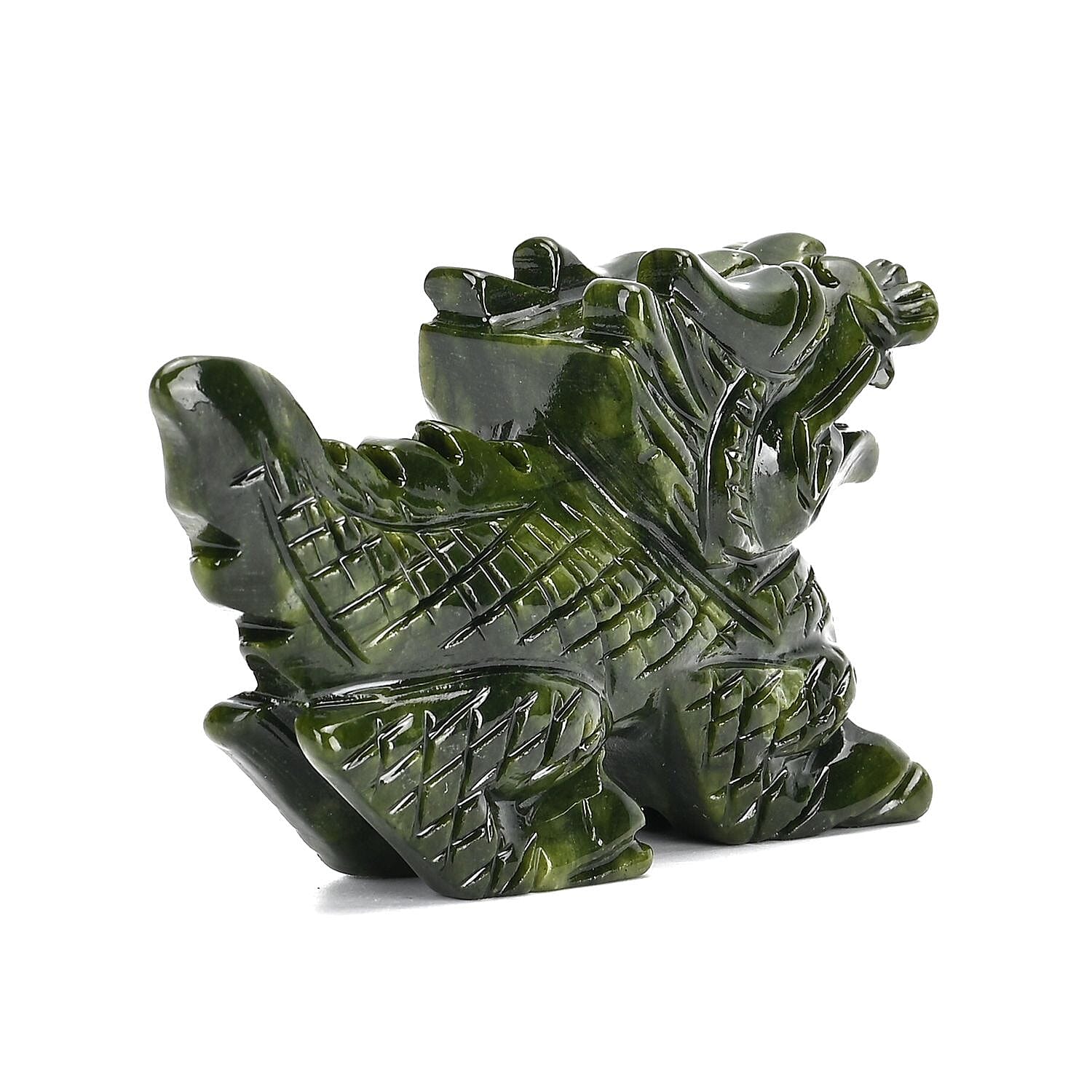 Limited Edition Handcrafted Serpentine Dragon Figurine Symbolizes Power, Strength, and Protection - Green