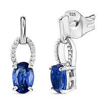Natural Kashmir Kyanite Dangling Earring in Platinum Overlay Sterling Silver 1.16 Ct.