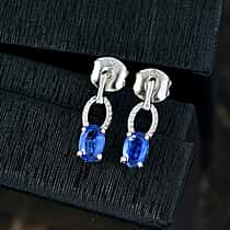 Natural Kashmir Kyanite Dangling Earring in Platinum Overlay Sterling Silver 1.16 Ct.