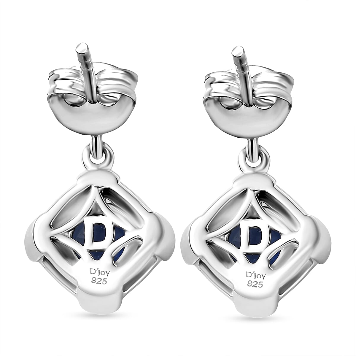 Natural Kashmir Kyanite & Zircon Solitaire Stud Push Post Earring in Platinum Overlay Sterling Silver 2.49 Ct.