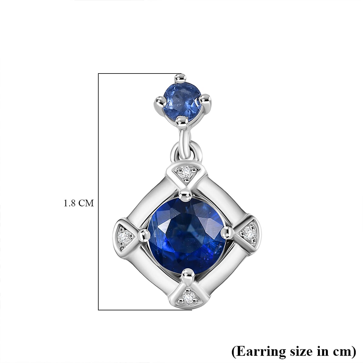 Natural Kashmir Kyanite & Zircon Solitaire Stud Push Post Earring in Platinum Overlay Sterling Silver 2.49 Ct.