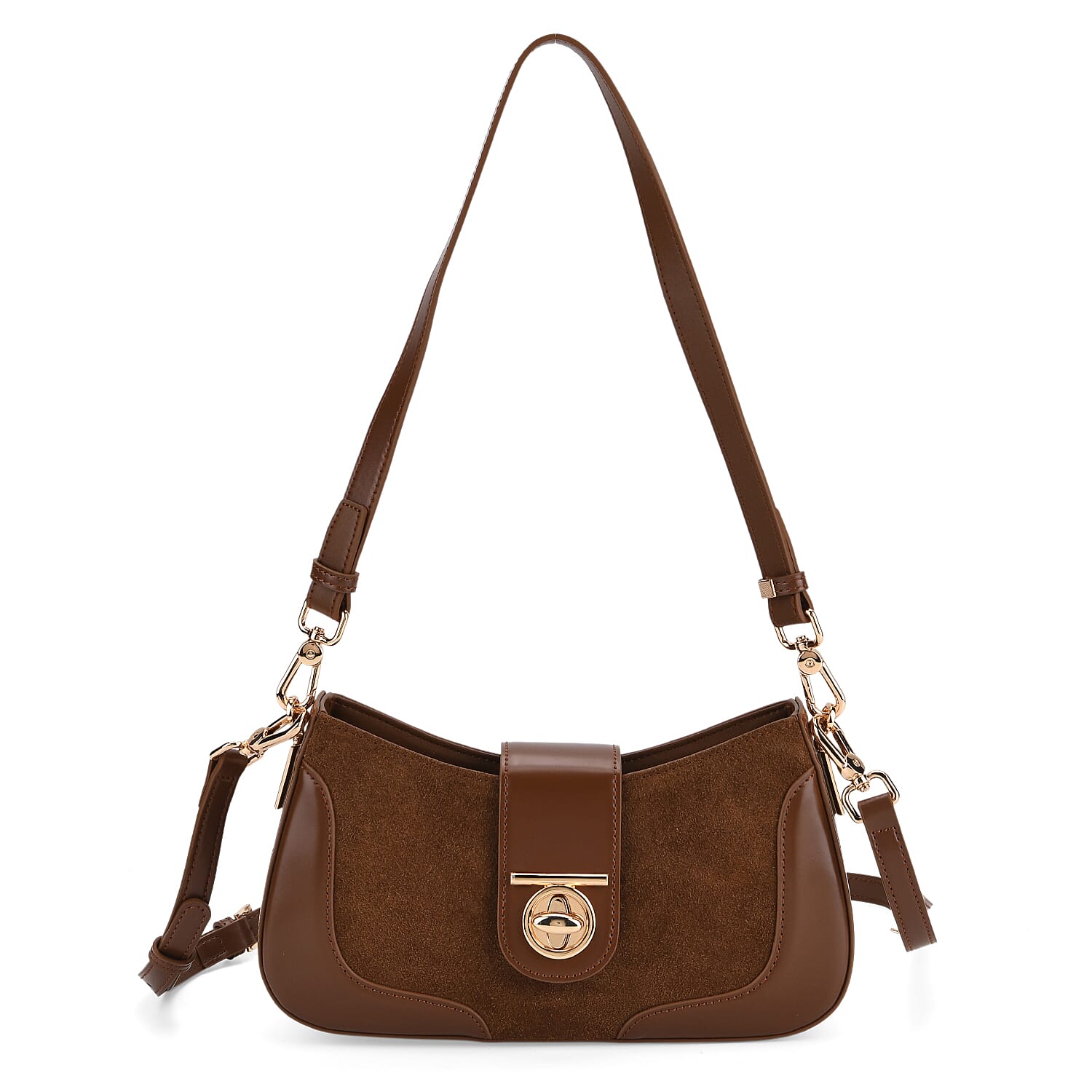 THE EPITOME OF LUXURY - Valisseire 100% Genuine Exquisite Leather Baguette Style Crossbody Bag - Brown
