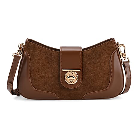 THE EPITOME OF LUXURY - Valisseire 100% Genuine Exquisite Leather Baguette Style Crossbody Bag - Brown
