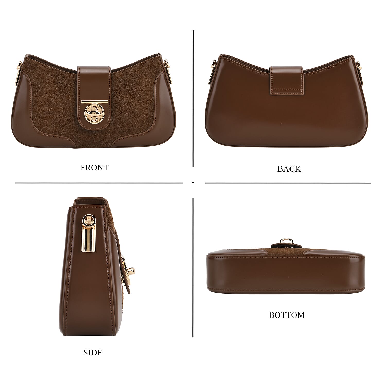 THE EPITOME OF LUXURY - Valisseire 100% Genuine Exquisite Leather Baguette Style Crossbody Bag - Brown