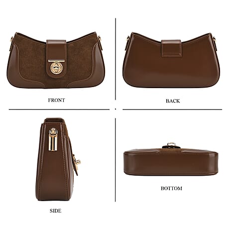 THE EPITOME OF LUXURY - Valisseire 100% Genuine Exquisite Leather Baguette Style Crossbody Bag - Brown