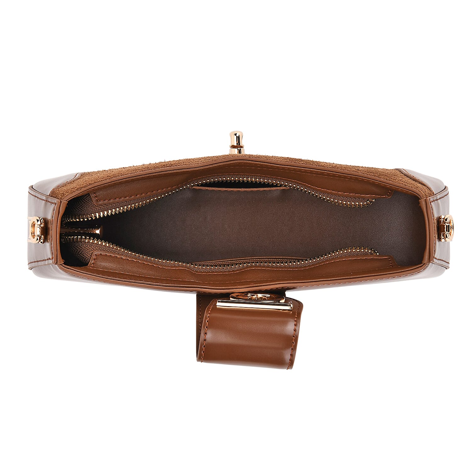 THE EPITOME OF LUXURY - Valisseire 100% Genuine Exquisite Leather Baguette Style Crossbody Bag - Brown