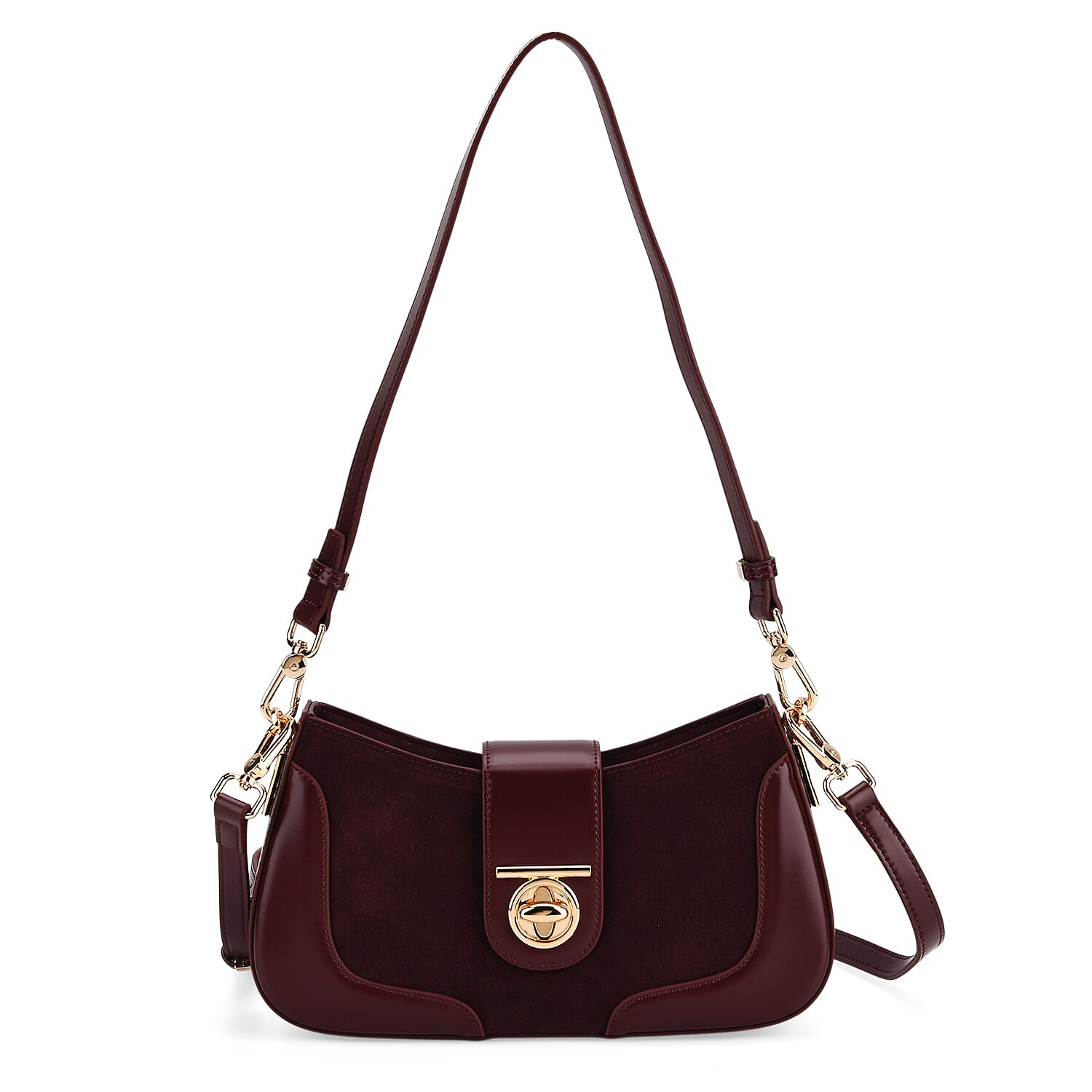 THE EPITOME OF LUXURY - Valisseire 100% Genuine Exquisite Leather Baguette Style Crossbody Bag - Mulberry