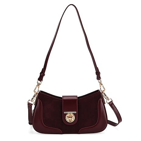 THE EPITOME OF LUXURY - Valisseire 100% Genuine Exquisite Leather Baguette Style Crossbody Bag - Mulberry