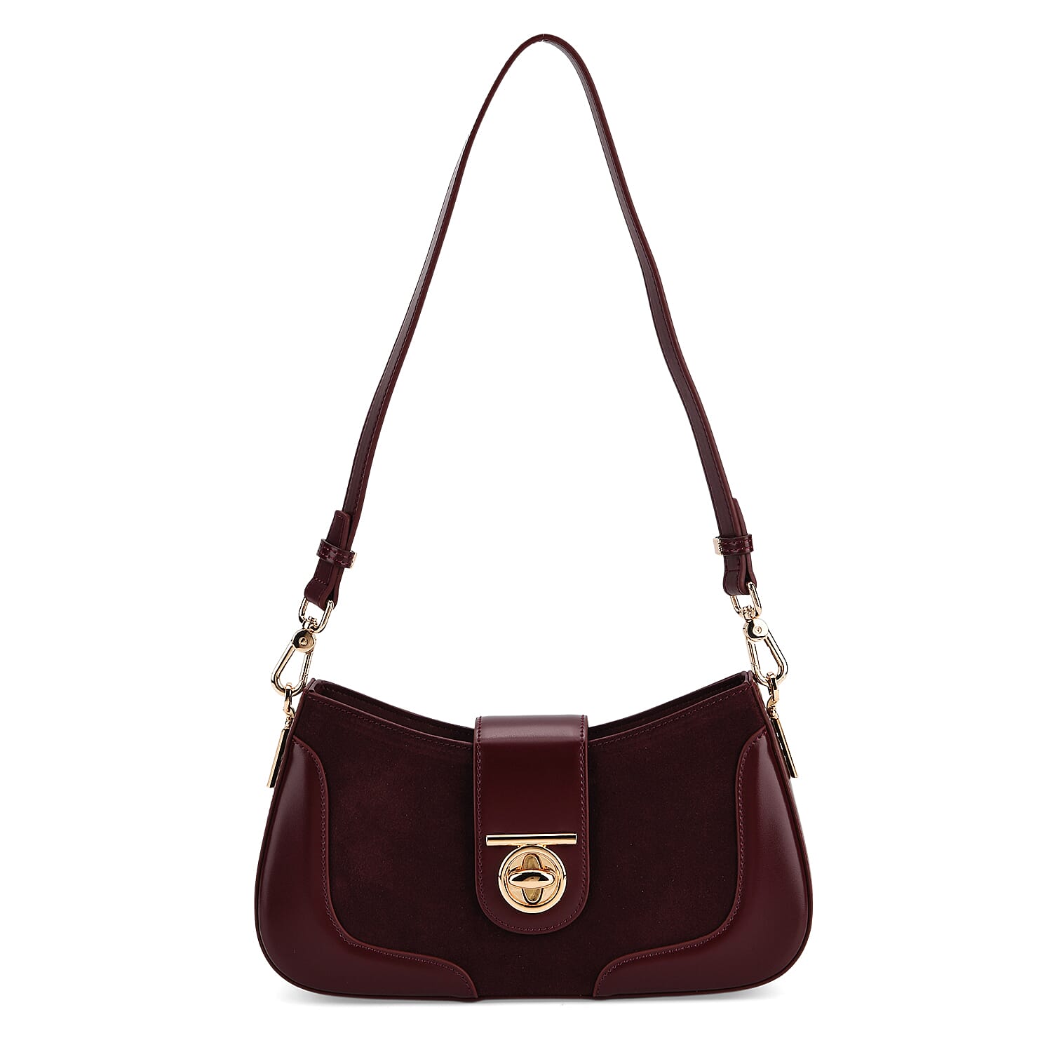THE EPITOME OF LUXURY - Valisseire 100% Genuine Exquisite Leather Baguette Style Crossbody Bag - Mulberry