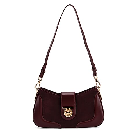 THE EPITOME OF LUXURY - Valisseire 100% Genuine Exquisite Leather Baguette Style Crossbody Bag - Mulberry