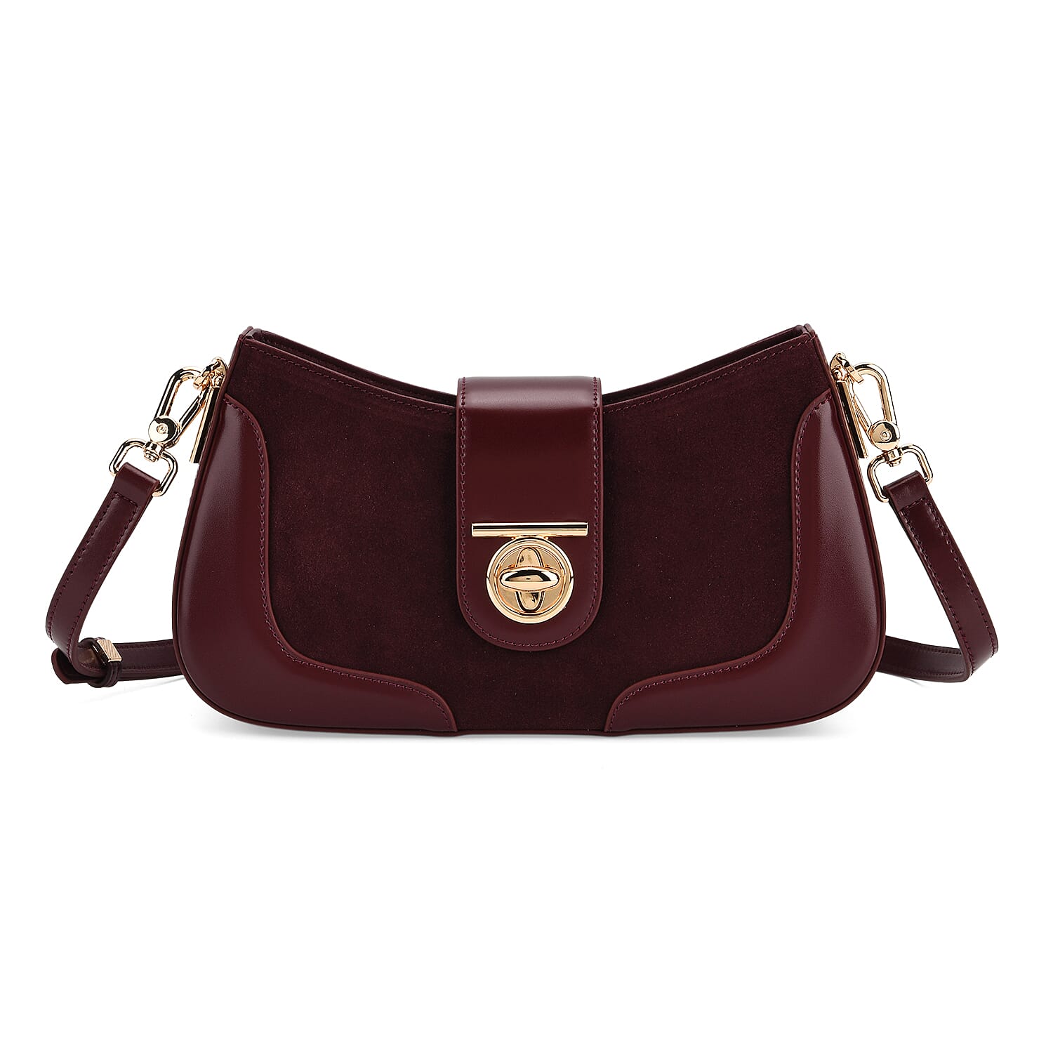 THE EPITOME OF LUXURY - Valisseire 100% Genuine Exquisite Leather Baguette Style Crossbody Bag - Mulberry