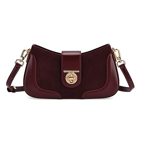 THE EPITOME OF LUXURY - Valisseire 100% Genuine Exquisite Leather Baguette Style Crossbody Bag - Mulberry