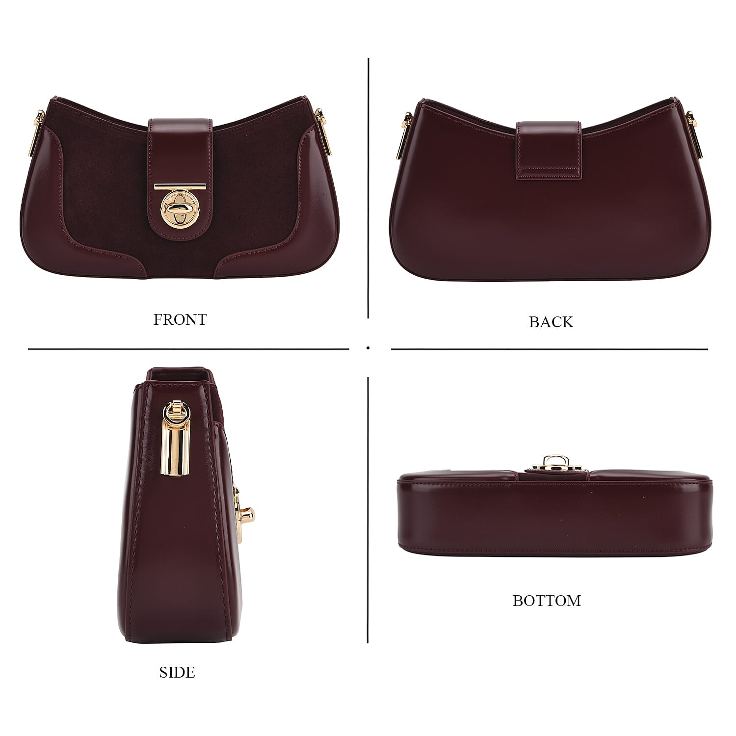 THE EPITOME OF LUXURY - Valisseire 100% Genuine Exquisite Leather Baguette Style Crossbody Bag - Mulberry