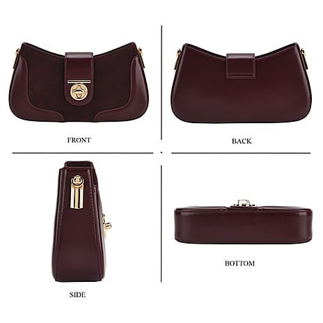 THE EPITOME OF LUXURY - Valisseire 100% Genuine Exquisite Leather Baguette Style Crossbody Bag - Mulberry