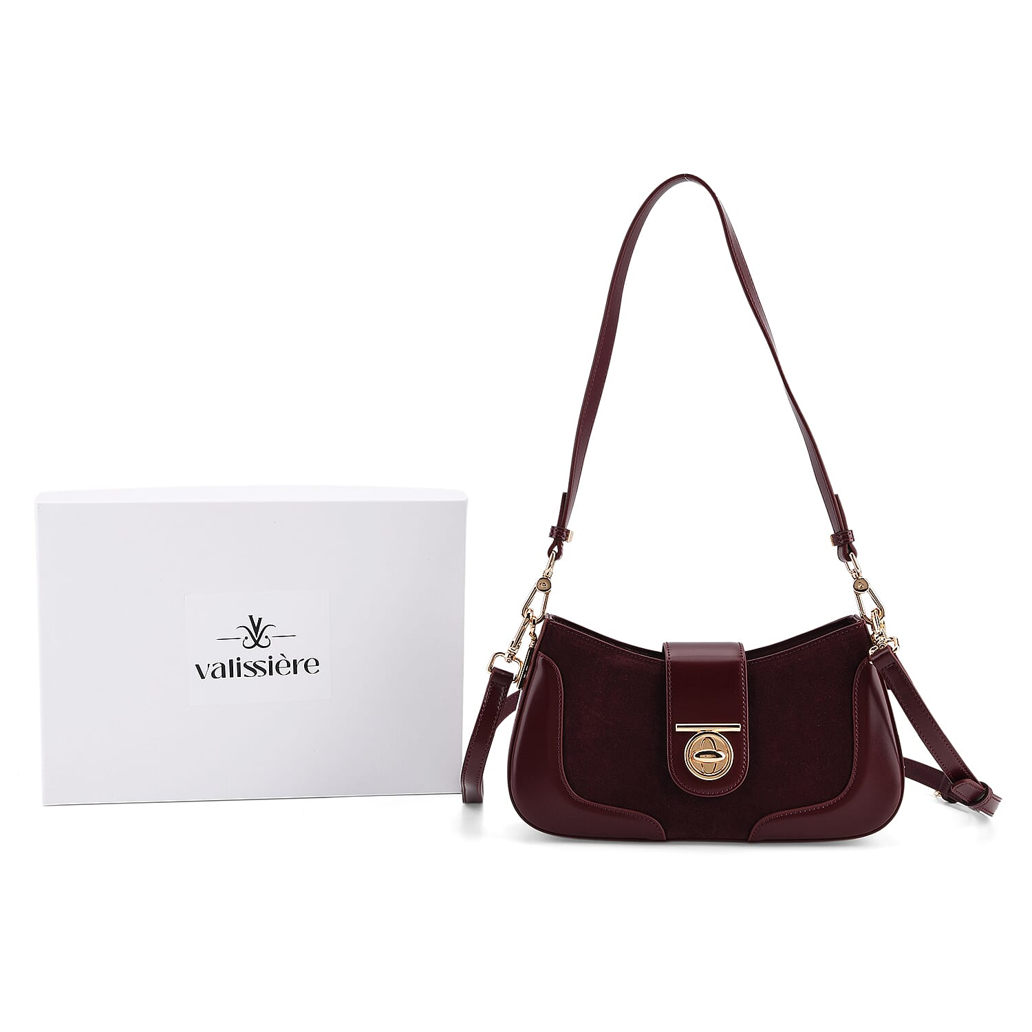 THE EPITOME OF LUXURY - Valisseire 100% Genuine Exquisite Leather Baguette Style Crossbody Bag - Mulberry