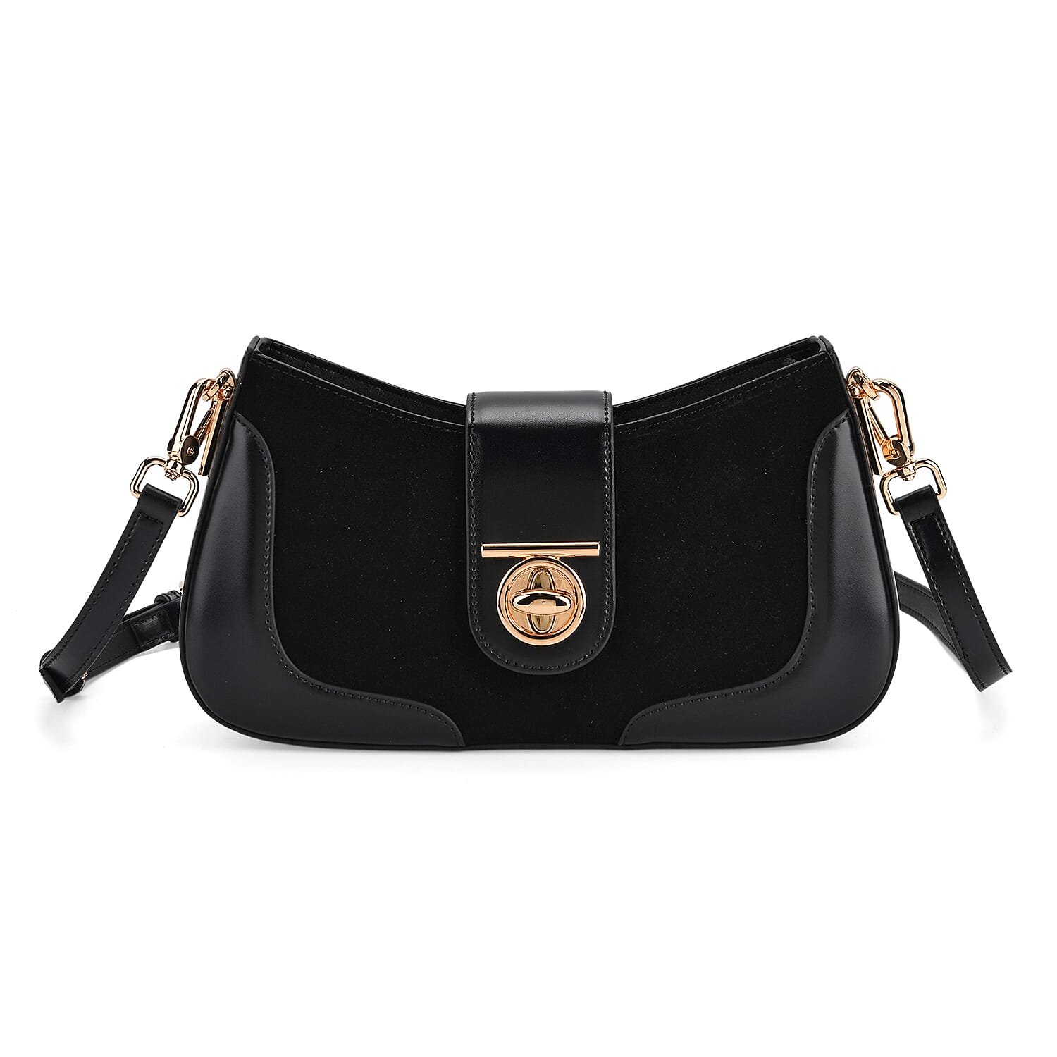 THE EPITOME OF LUXURY - Valisseire 100% Genuine Exquisite Leather Baguette Style Crossbody Bag - Black