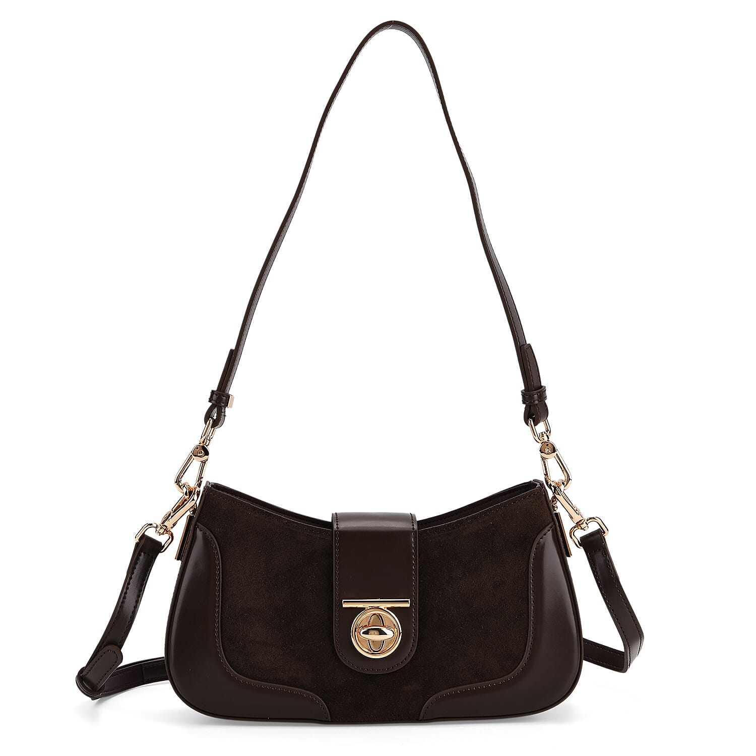 THE EPITOME OF LUXURY - Valisseire 100% Genuine Exquisite Leather Baguette Style Crossbody Bag - Coffee