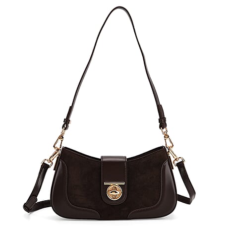 THE EPITOME OF LUXURY - Valisseire 100% Genuine Exquisite Leather Baguette Style Crossbody Bag - Coffee