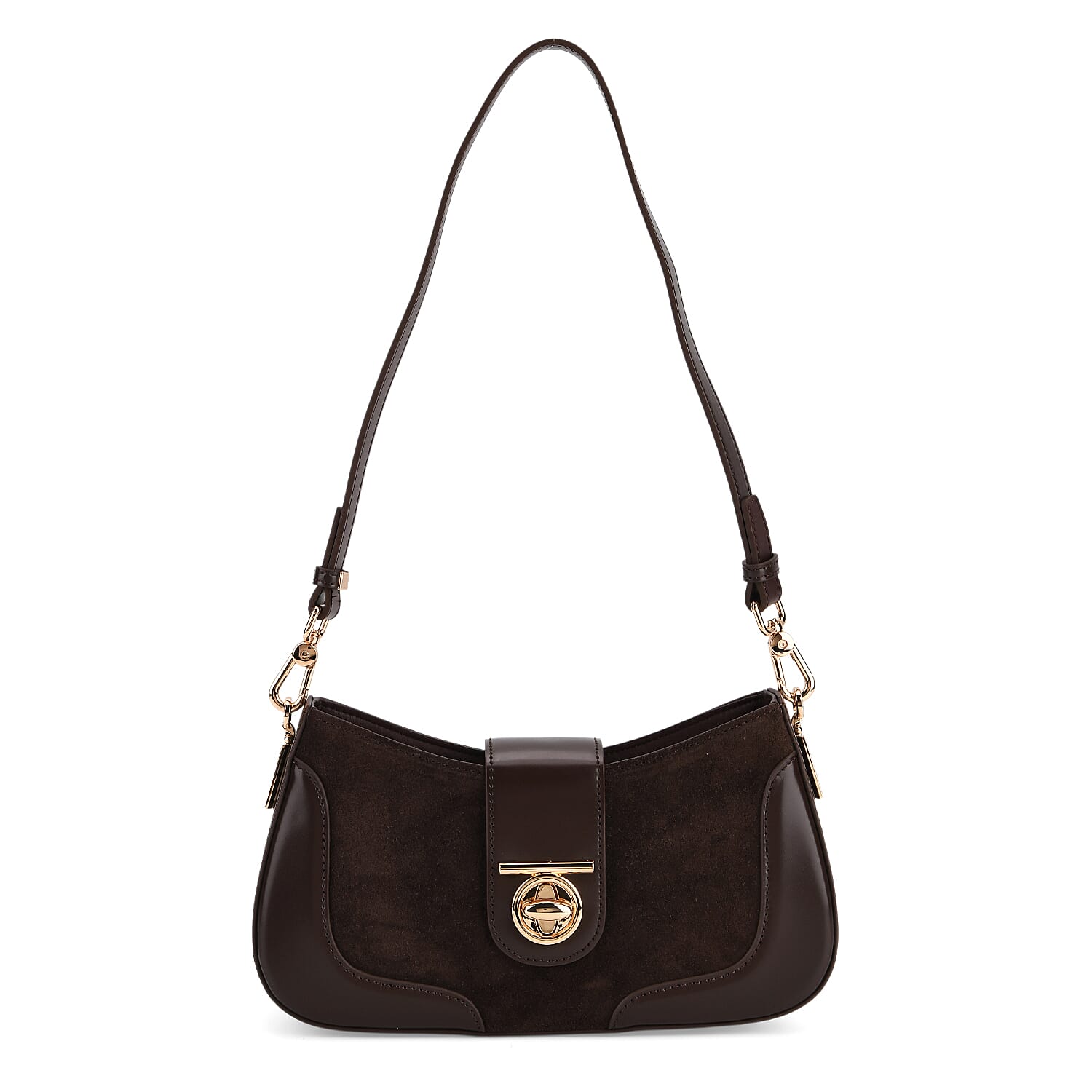 THE EPITOME OF LUXURY - Valisseire 100% Genuine Exquisite Leather Baguette Style Crossbody Bag - Coffee