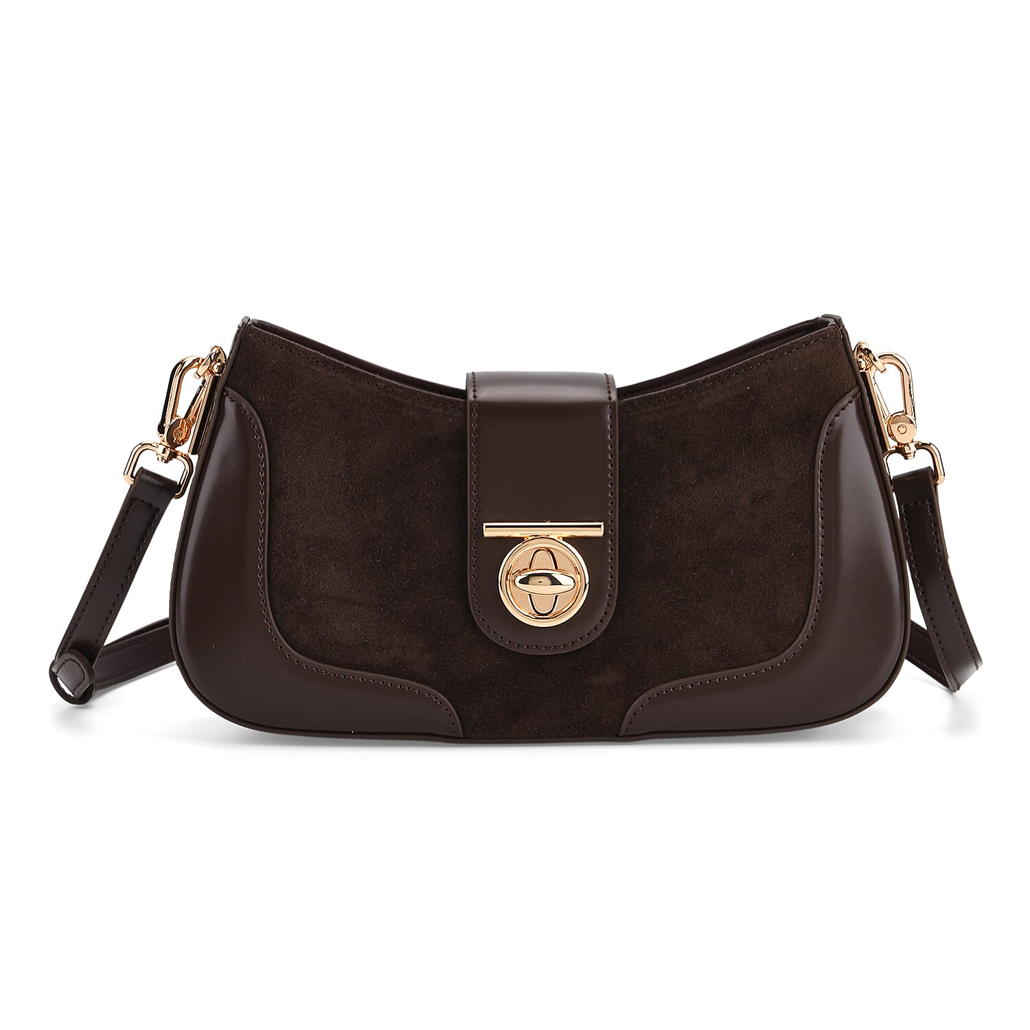 THE EPITOME OF LUXURY - Valisseire 100% Genuine Exquisite Leather Baguette Style Crossbody Bag - Coffee
